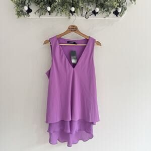 New Ralph Lauren Purple Hi Low Layered Blouse Large KK